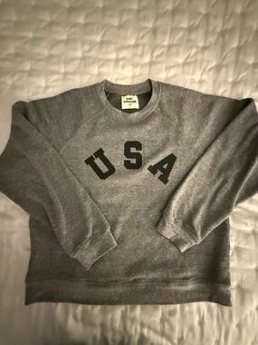 Sunday Somewhere Gray Crewneck with Black USA Lettering